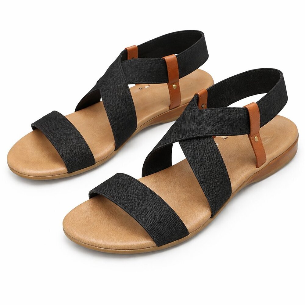 XOXO Bailor Black Crisscross Flat Sandals Size 10 | Casual Comfy Summer Style